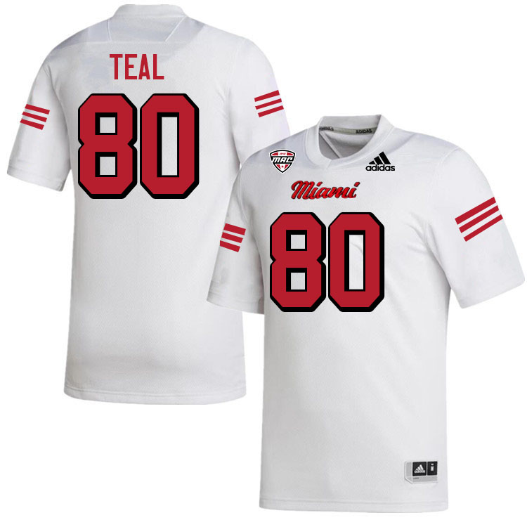 Miami University Redhawks #80 Hunter Teal College Football Jerseys Stitched-White